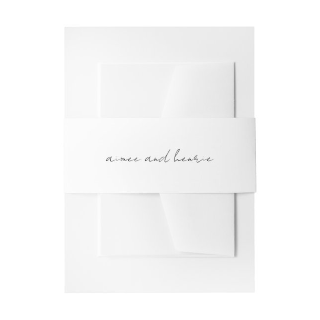 Rustic Script Modern Wedding Invitation Belly Band (Front Example)
