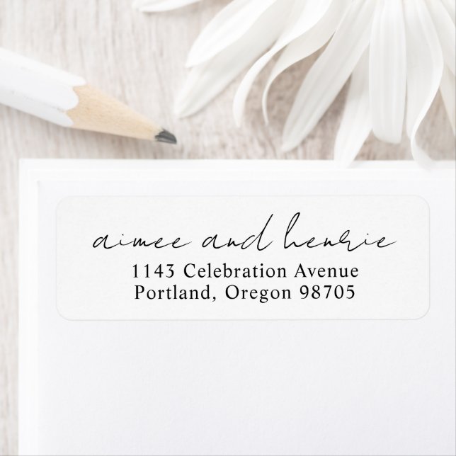 Rustic Script Modern Wedding Return Address Label (Insitu)