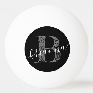 Rustic Script Monogram Initial Personalised Ping Pong Ball