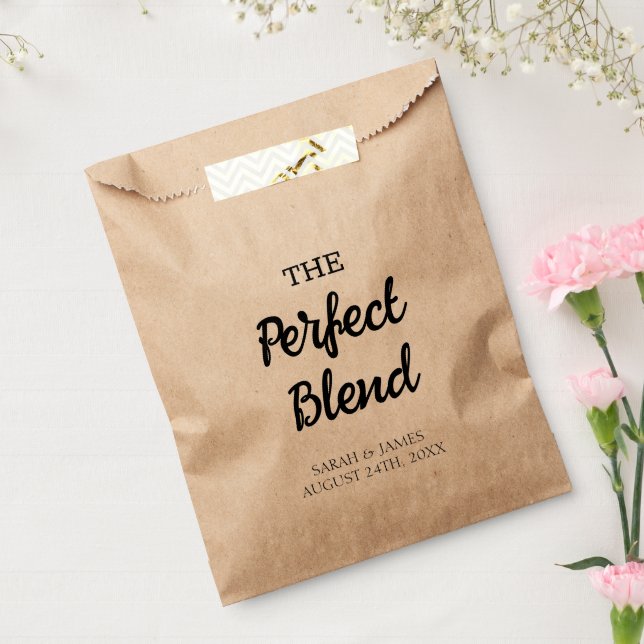 Rustic Script Perfect Blend Wedding Bridal Shower  Favour Bag (Sealed)