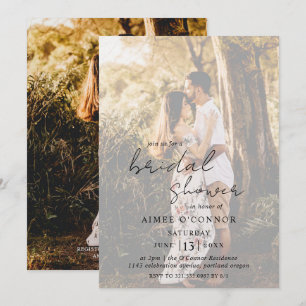 Rustic Script Photo Modern Bridal Shower Invitation