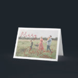 Rustic Script Photo Modern Christmas Holiday Card<br><div class="desc">Modern photo Christmas card featuring a simple and minimal design with "Merry Christmas" in an elegant, red rustic script over your favourite picture along with your family name. The template includes a white overlay to help the text stand out over your photo and may be removed in the design editing...</div>
