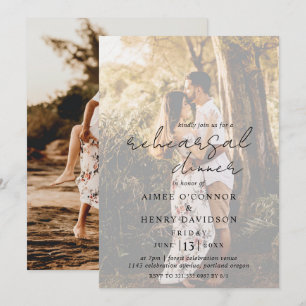 Rustic Script Photo Modern Rehearsal Dinner Invitation