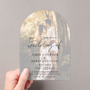 Rustic Script Photo Modern Wedding Acrylic Invitations