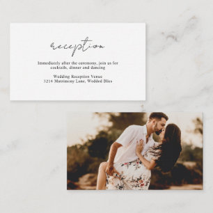 Rustic Script Photo Modern Wedding Enclosure Card