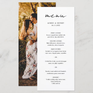 Rustic Script Photo Modern Wedding Menu