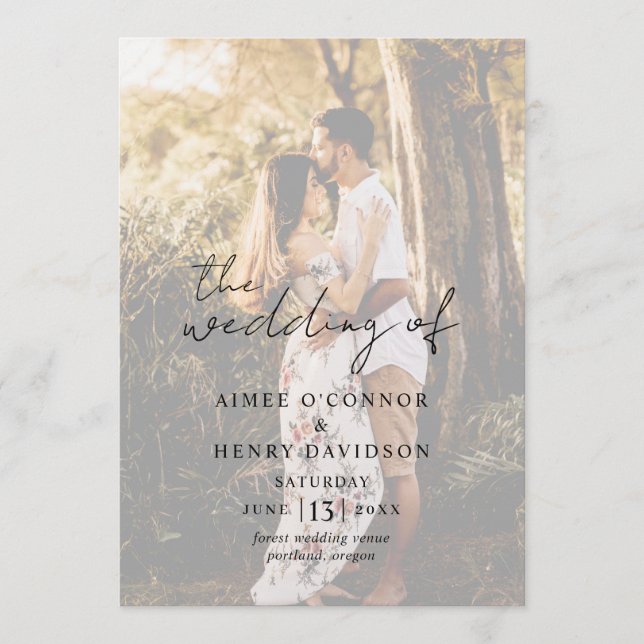Rustic Script Photo Modern Wedding Program (Front)