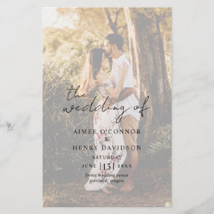 Rustic Script Photo Modern Wedding Program
