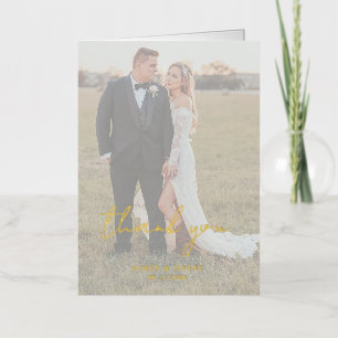 Rustic Script Photo Modern Wedding Thank You Foil Greeting Card