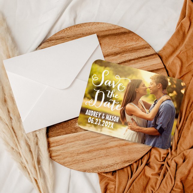 Rustic Script Photo Save Date Magnet (Creator Uploaded)