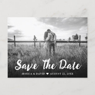 Rustic Script Photo Wedding Save The Date Postcard