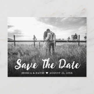 Rustic Script Photo Wedding Save The Date Postcard
