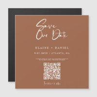 Rustic Script QR Code Save The Date Magnet