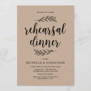 Rustic Script, rustic kraft, Rehearsal Dinner Invitation