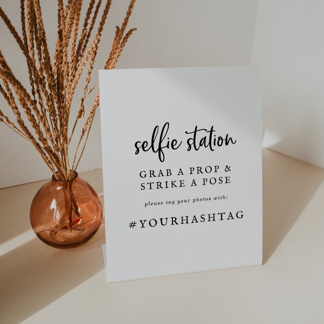Rustic Script Selfie Station Wedding Hashtag Sign (Creator Uploaded)