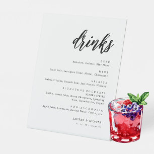 Rustic Script Wedding Bar Menu Drink Menu Pedestal Sign