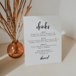 Rustic Script Wedding Drinks Menu Sign<br><div class="desc">This rustic script wedding drinks menu sign is perfect for a country wedding. The simple and modern black and white design features unique whimsical handwritten calligraphy lettering with a contemporary minimalist boho style. Customisable in any colour. Keep the design minimal and simplistic, as is, or personalise it by adding your...</div>