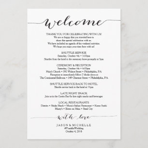Rustic Script Wedding Itinerary - Wedding Welcome Program