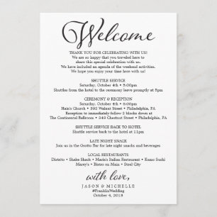 Rustic Script Wedding Itinerary - Wedding Welcome Program