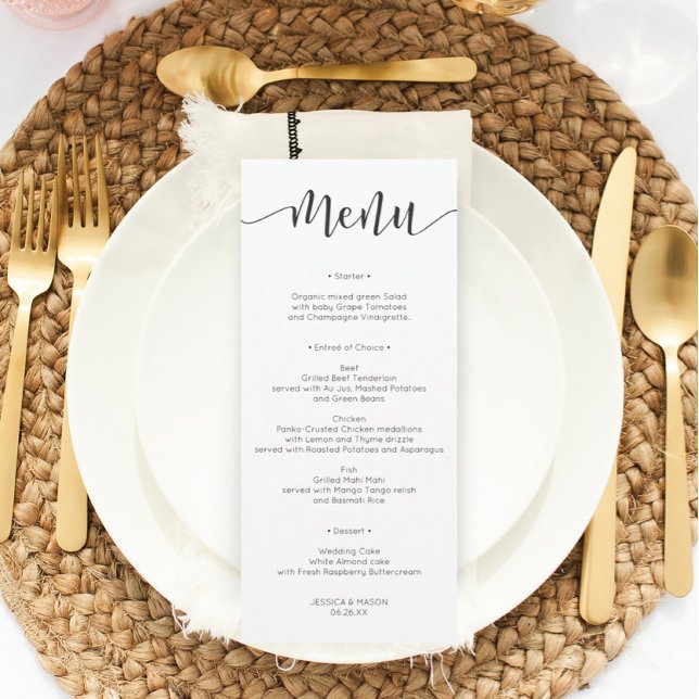 Rustic Script Wedding Menu or Bridal Shower Menu Invitation (Creator Uploaded)