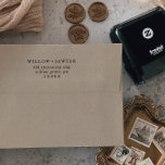 Rustic Script Wedding Return Address Self-inking Stamp<br><div class="desc">This rustic script wedding return address self-inking stamp is perfect for country wedding invitations,  thank you cards,  save the dates and more. The simple and modern black and white design features unique whimsical handwritten calligraphy lettering with a contemporary minimalist boho style.</div>