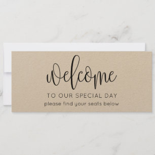 Rustic script wedding seating chart welcome header invitation