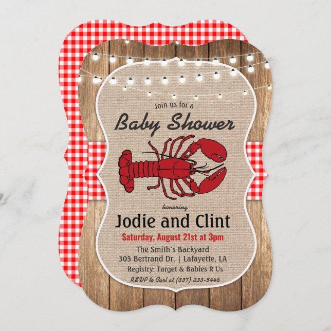 Rustic Seafood Boil Baby Shower Invitation (Front/Back)