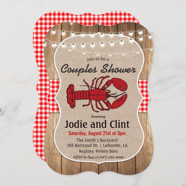 Rustic Seafood Boil Couples Shower Invitation (Front/Back)