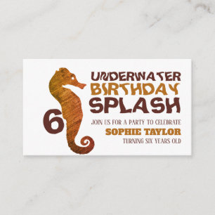Rustic Seahorse, Aquatic Children's Birthday Party Enclosure Card