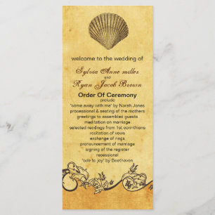 rustic seashell  beach wedding program