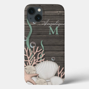 Rustic Seashells & Wood Personalised iPad Air Case