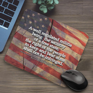 Rustic Second Amendment Typography US Flag Mouse Pad