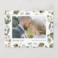 Rustic Seeded Eucalyptus Photo Wedding Thank You