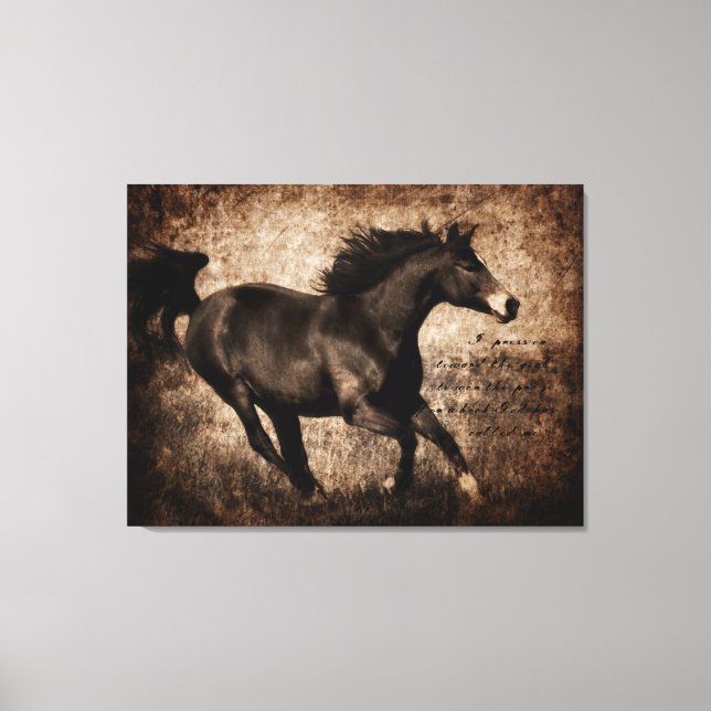 Rustic Sepia Galloping Horse Canvas Print (Front)