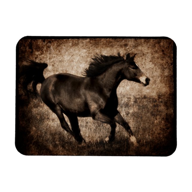 Rustic Sepia Galloping Horse Magnet (Horizontal)