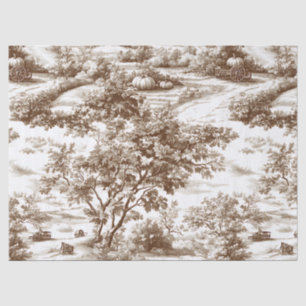 Rustic Sepia Homestead Pumpkin Toile Pattern Tissue Paper