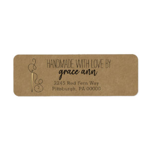 Rustic Sewing   Needle Kraft Return Address  Label