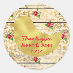 Rustic Shabby Chic Wedding Thank you Classic Round Sticker