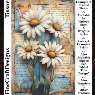 Rustic Shabby Chic White Daisies DB5L Decoupage Tissue Paper