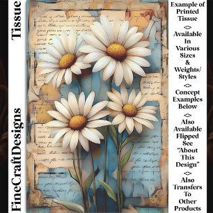 Rustic Shabby Chic White Daisies DB5R Decoupage Tissue Paper