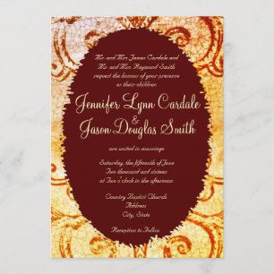Rustic Shabby Country Maroon Wedding Invitations