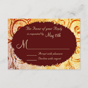 Rustic Shabby Country Maroon Wedding RSVP Cards