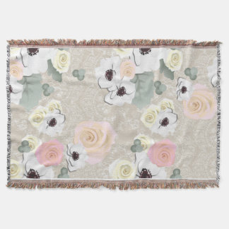 Rustic Shabby Rose Anemone Floral Throw