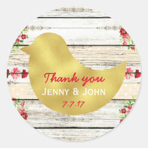 Rustic Shabby Wedding Thank you Classic Round Sticker
