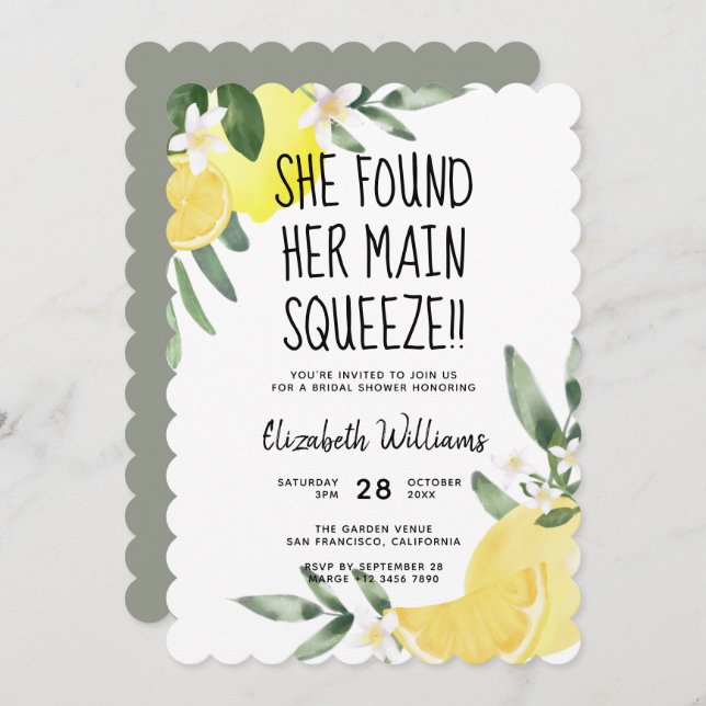 Rustic She Found Her Main Squeeze Bridal Shower Invitation (Front/Back)