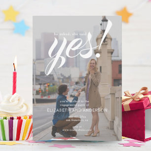 Rustic ‘She Said Yes’ Photo Engagement Party Invitation