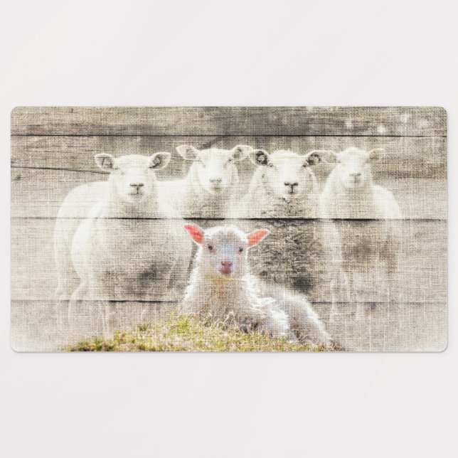 Rustic Sheep Baby Lamb Burlap (Design 1)
