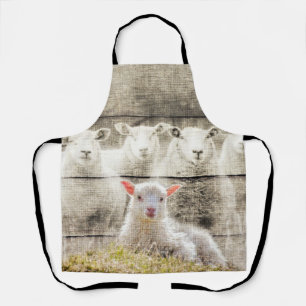 Rustic Sheep Baby Lamb Burlap Apron