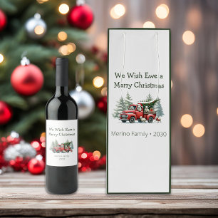 Rustic Sheep Vintage Red Truck Wine Gift Bag