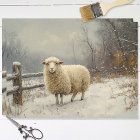 Rustic Sheep Winter Landscape Decoupage